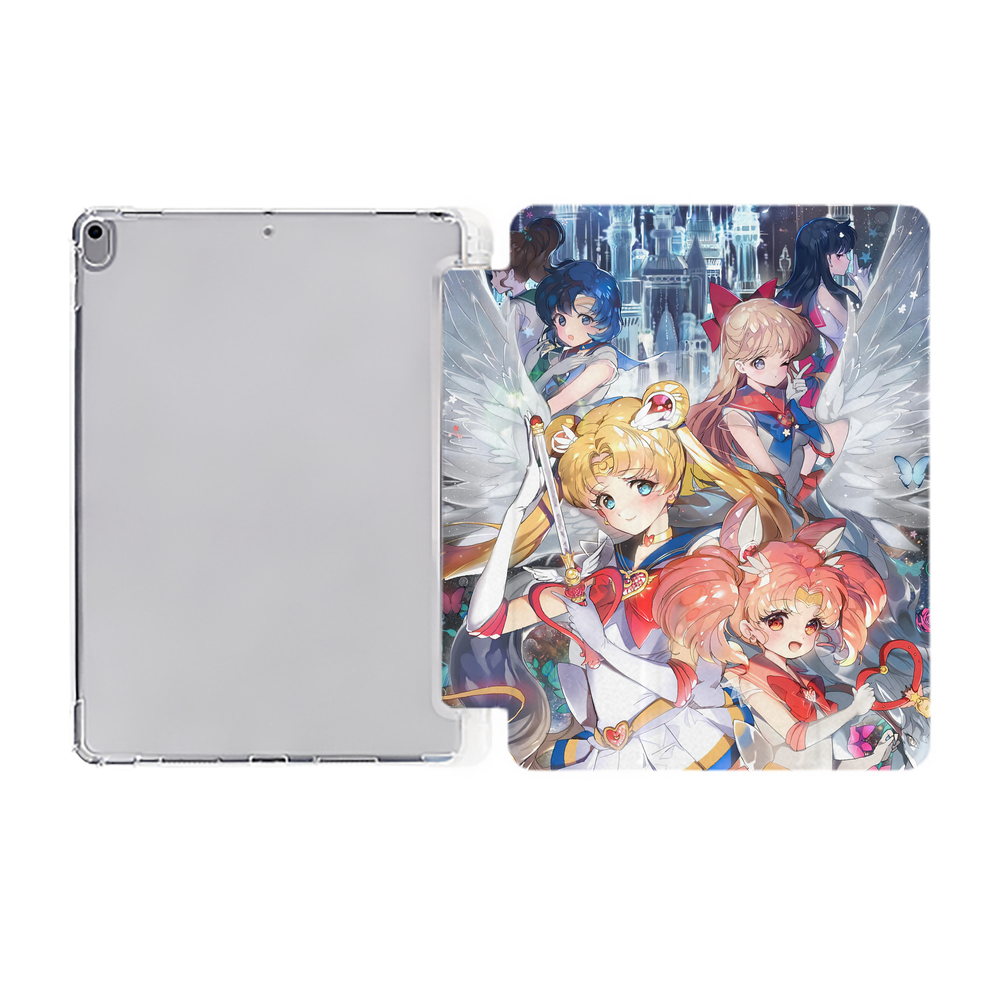 （画像用） 美少女戦士セーラームーン Sailor Moon IPad ケース ペン収納付き 三つ折りスタンド PUレザー×シリコン 対応機種9.5/10.5/10.9インチ